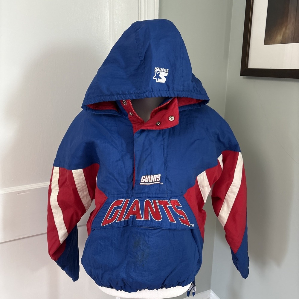 Vintage 90s Starter ProLine New York Giants Hooded Pullover Jacket NFL Large